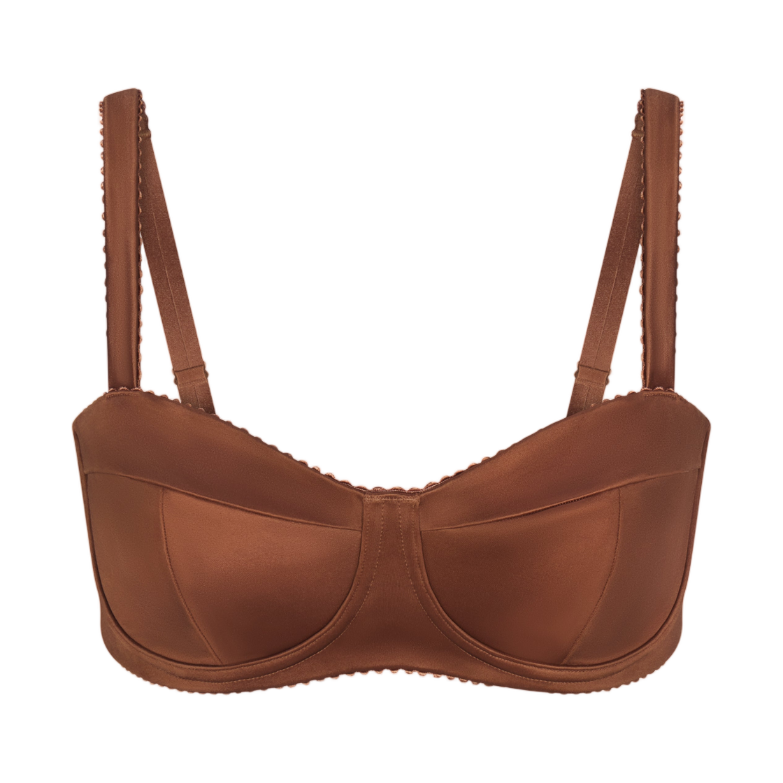IV6685-263 (W) NikeSKIMS Satin Shine Paneled Picot Bra Carob Brown