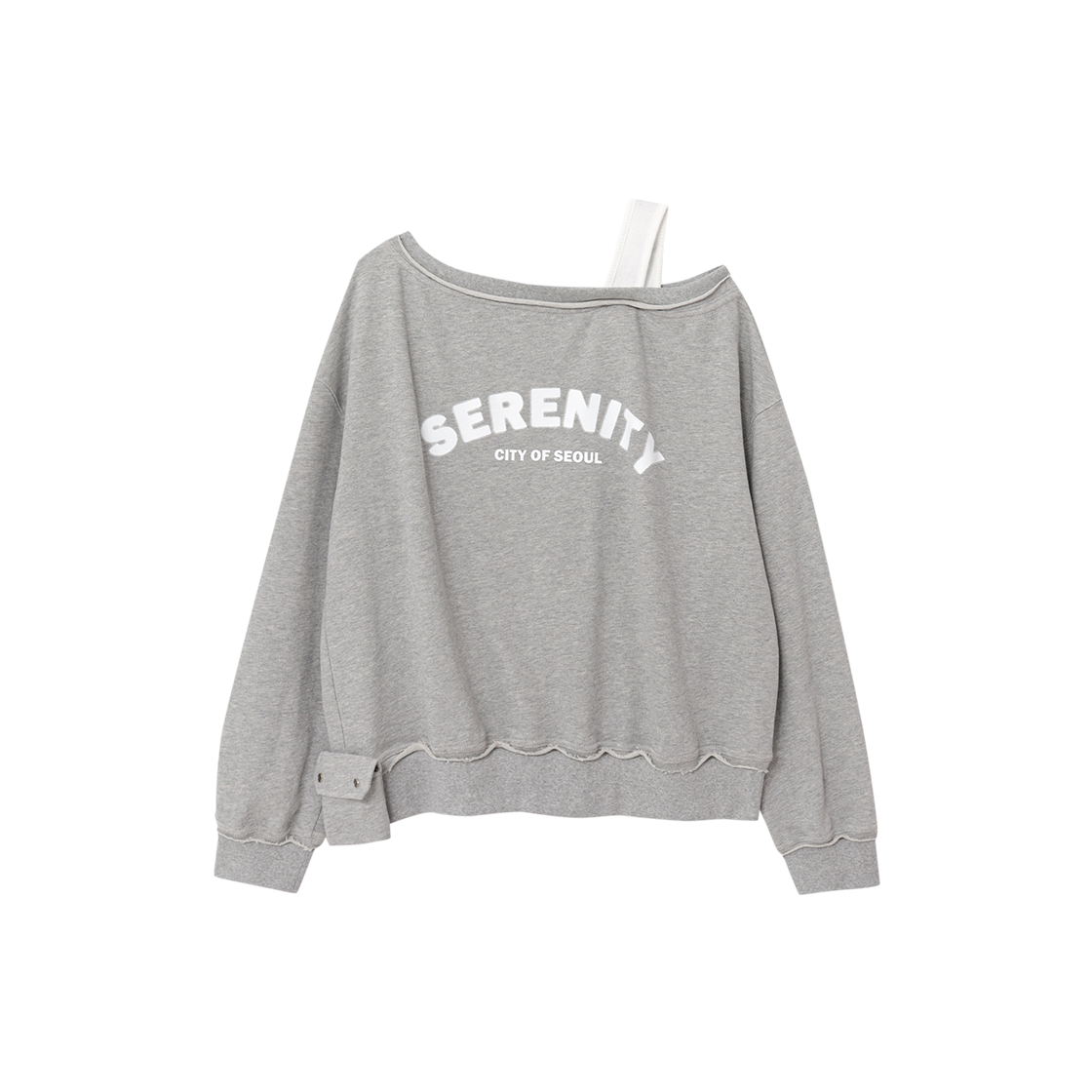 제뉴즈 드롭즈 원숄더 스웨트셔츠 - 멜란지그레이(Znuz Dropz One-Shoulder Sweatshirt - M/Grey)