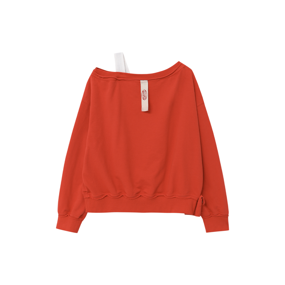 제뉴즈 드롭즈 원숄더 스웨트셔츠 - 레드(Znuz Dropz One-Shoulder Sweatshirt - Red) - 2