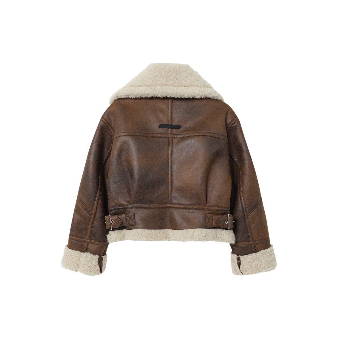 제뉴즈 벨티즈 아일렛 크롭 무스탕 - 브라운(Znuz Beltz Eyelet Crop Mustang - Brown) - 2