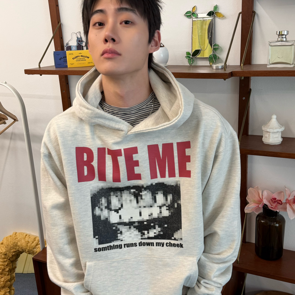 아모우 바이트 미 후디 오트밀(AMOU Bite Me Hoodie Oatmeal) - 4
