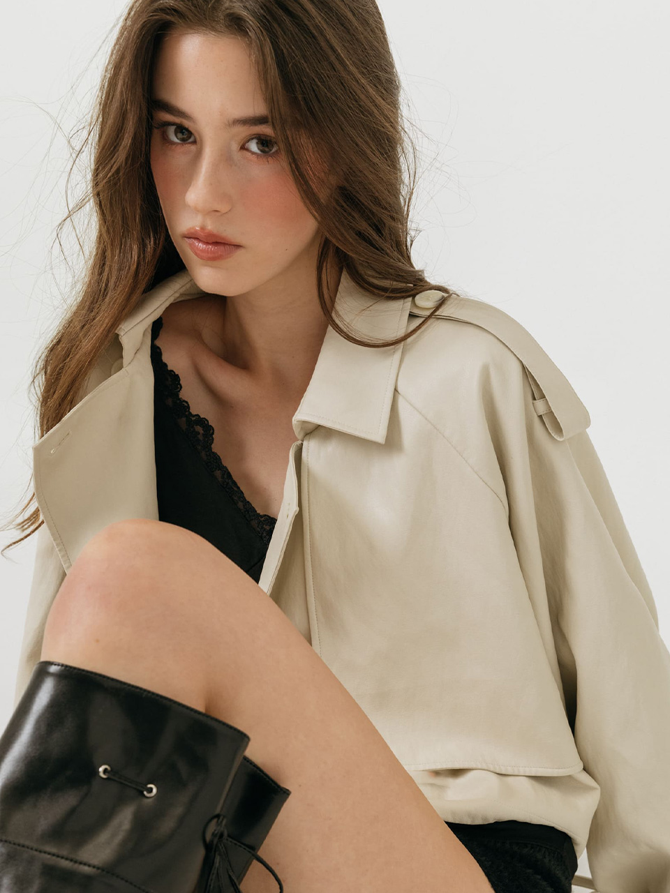 모이페어 레더 스트랩 트렌치 자켓 아이보리(MOIFAIRE Leather Strap Trench Jack Ivory) - 4