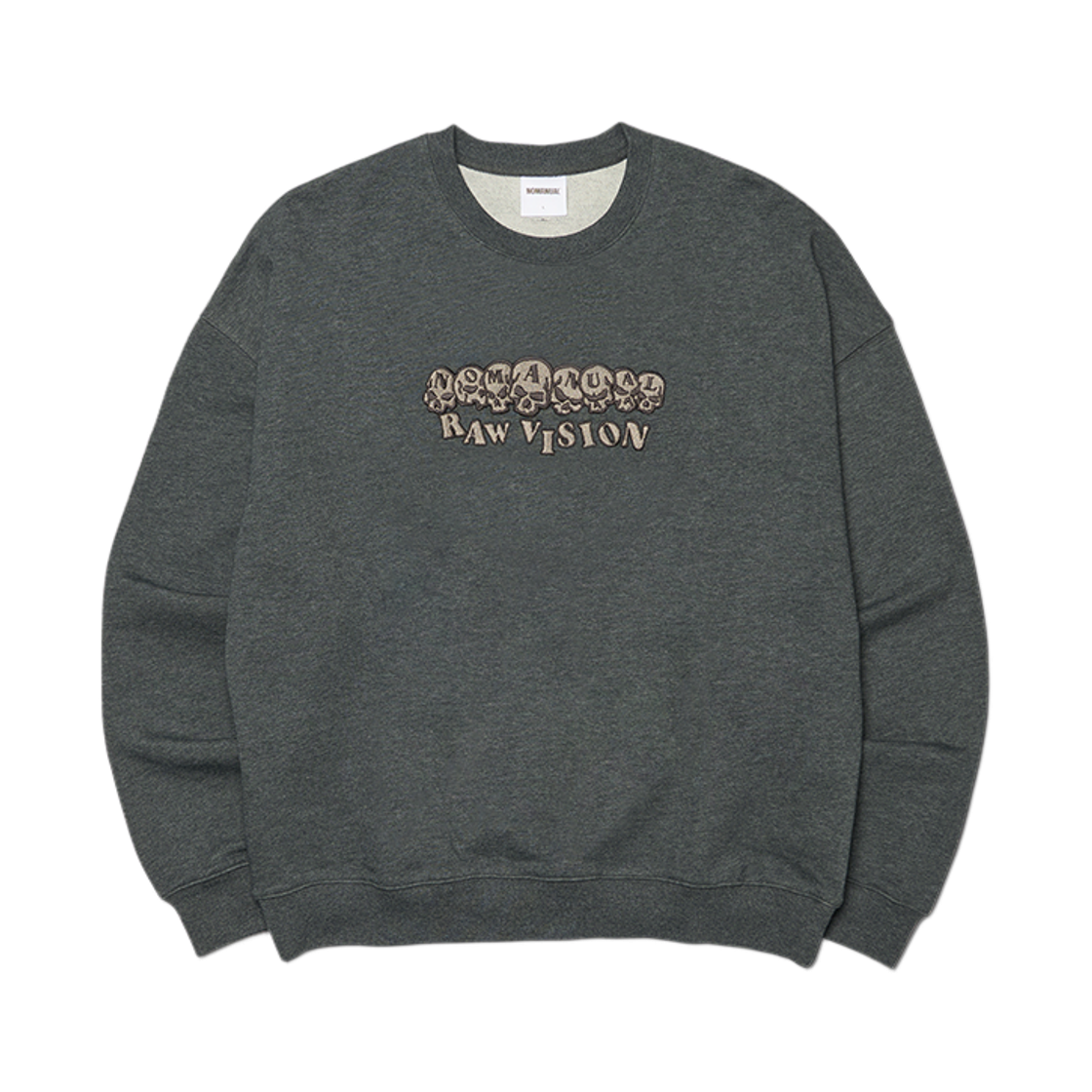 노매뉴얼 스컬 엠브로이더드 스웨트셔츠 차콜(NOMANUAL Skull Embroidered Sweatshirt Charcoal) - 1