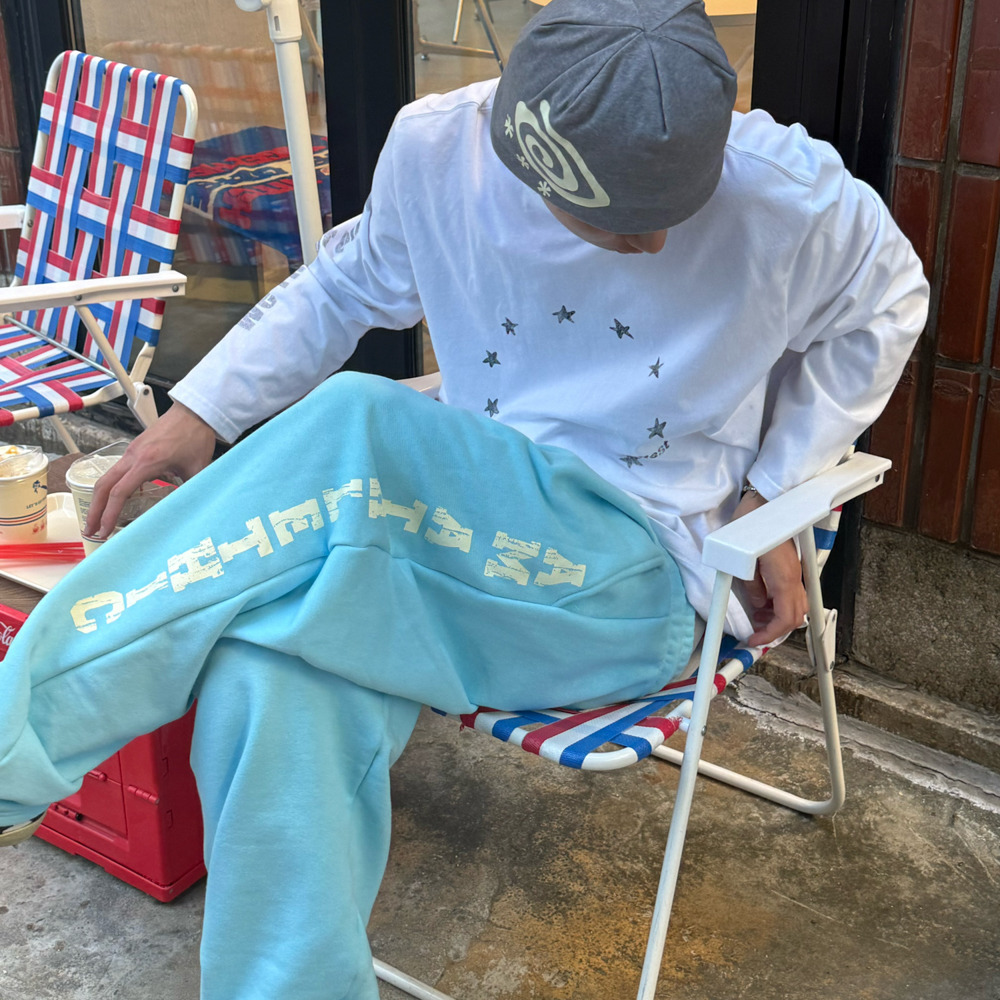 아모우 애슬레틱 원 턱 스웨트팬츠 블루(AMOU ATHLETHIC One Tuck Sweat pants Blue) - 4