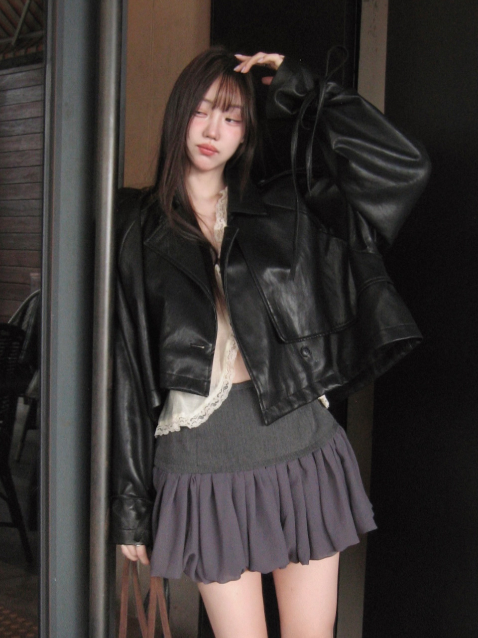 모이페어 레더 스트랩 트렌치 자켓 블랙(MOIFAIRE Leather Strap Trench jacket Black) - 3