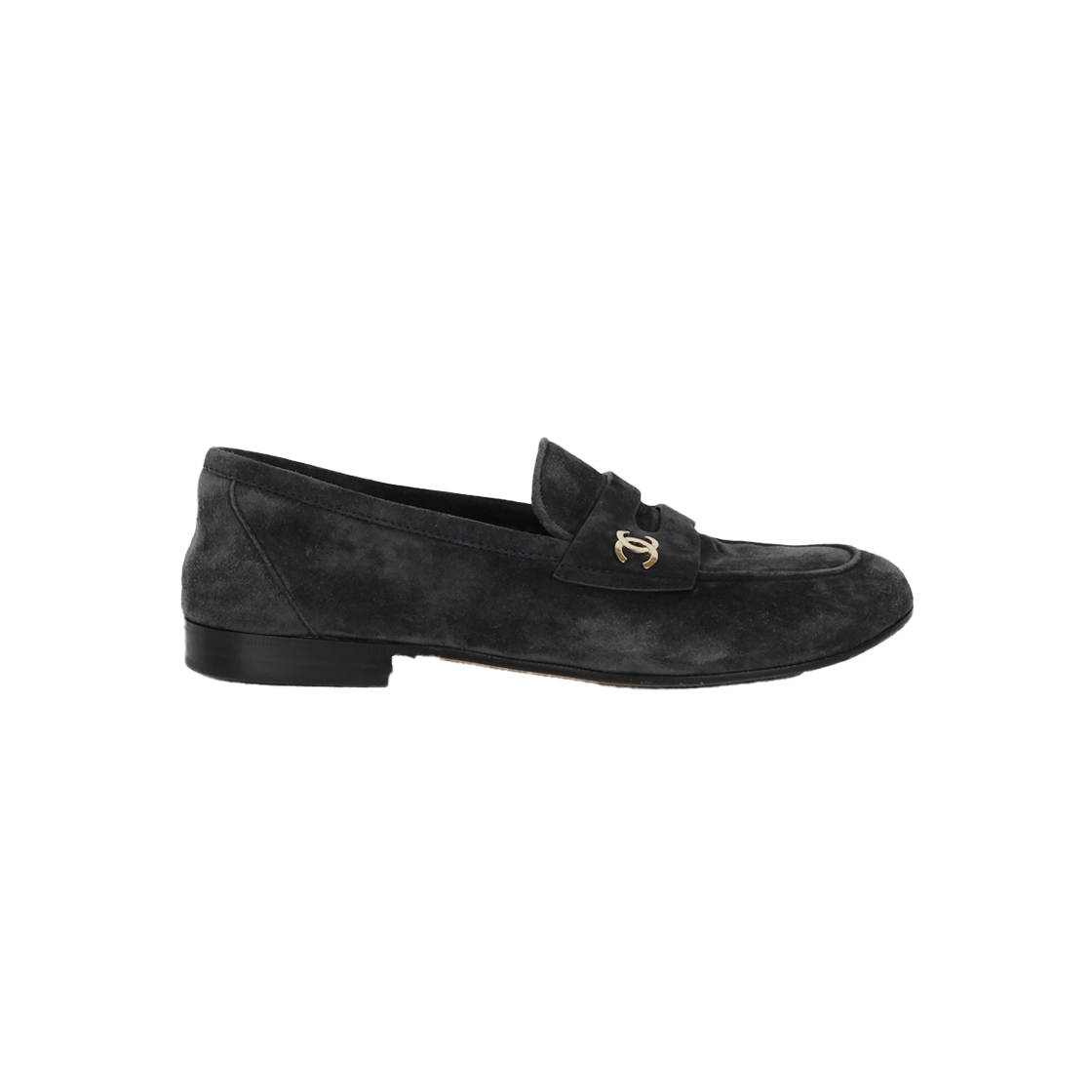 IT8DA77FPCTF Chanel CC Logo Suede Loafers Gray