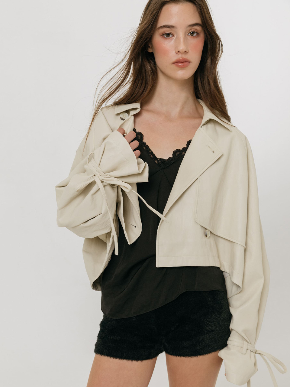 모이페어 레더 스트랩 트렌치 자켓 아이보리(MOIFAIRE Leather Strap Trench Jack Ivory) - 3