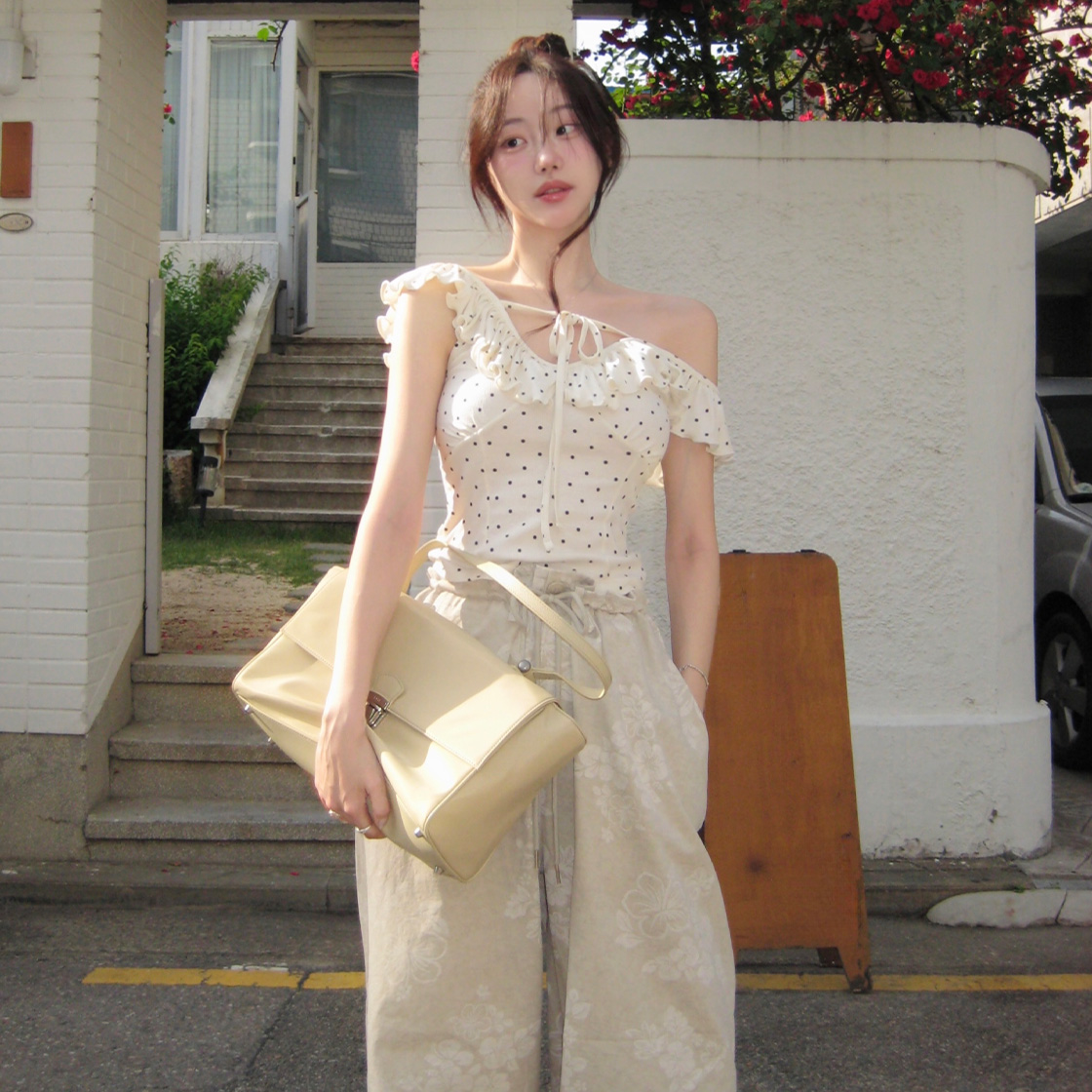 모이페어 플라워 와이드 팬츠 베이지(MOIFAIRE Flower Wide Pants Beige) - 5