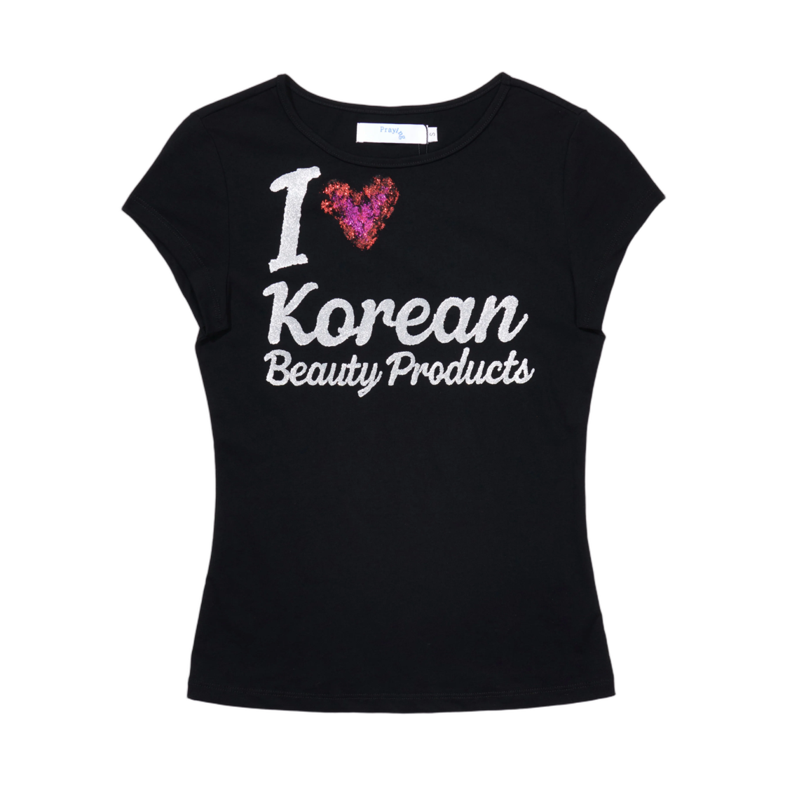 (W) 프레잉 코리안 뷰티 티셔츠 블랙((W) Praying Korean Beauty T-Shirt Black)