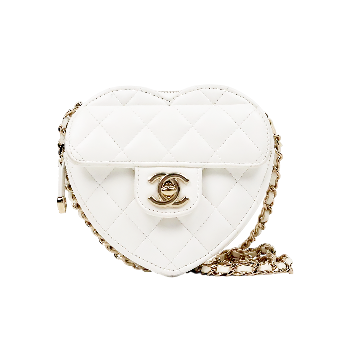 ITHVC8TI3CVI Chanel White Lambskin Heart Mini Crossbody Bag