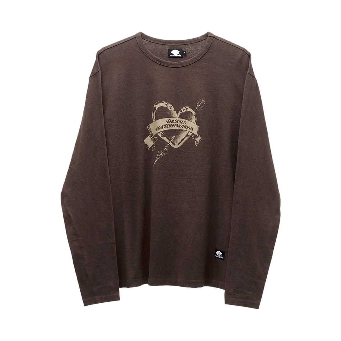 해칭룸 x 디키즈 홀스슈 하트 티셔츠 다크 브라운(Hatchingroom x Dickies Horseshoe Heart T-Shirt Dark Brown)