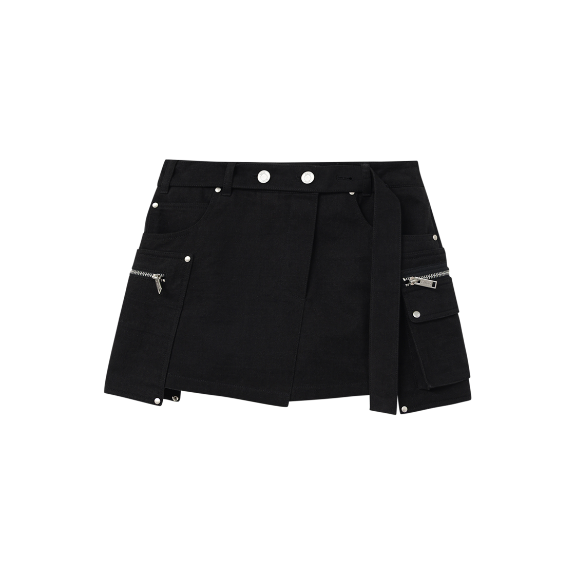 제뉴즈 스터드 벨트 포켓 스커트 - 블랙(Znuz Stud Belt Pocket Skirt - Black) - 1