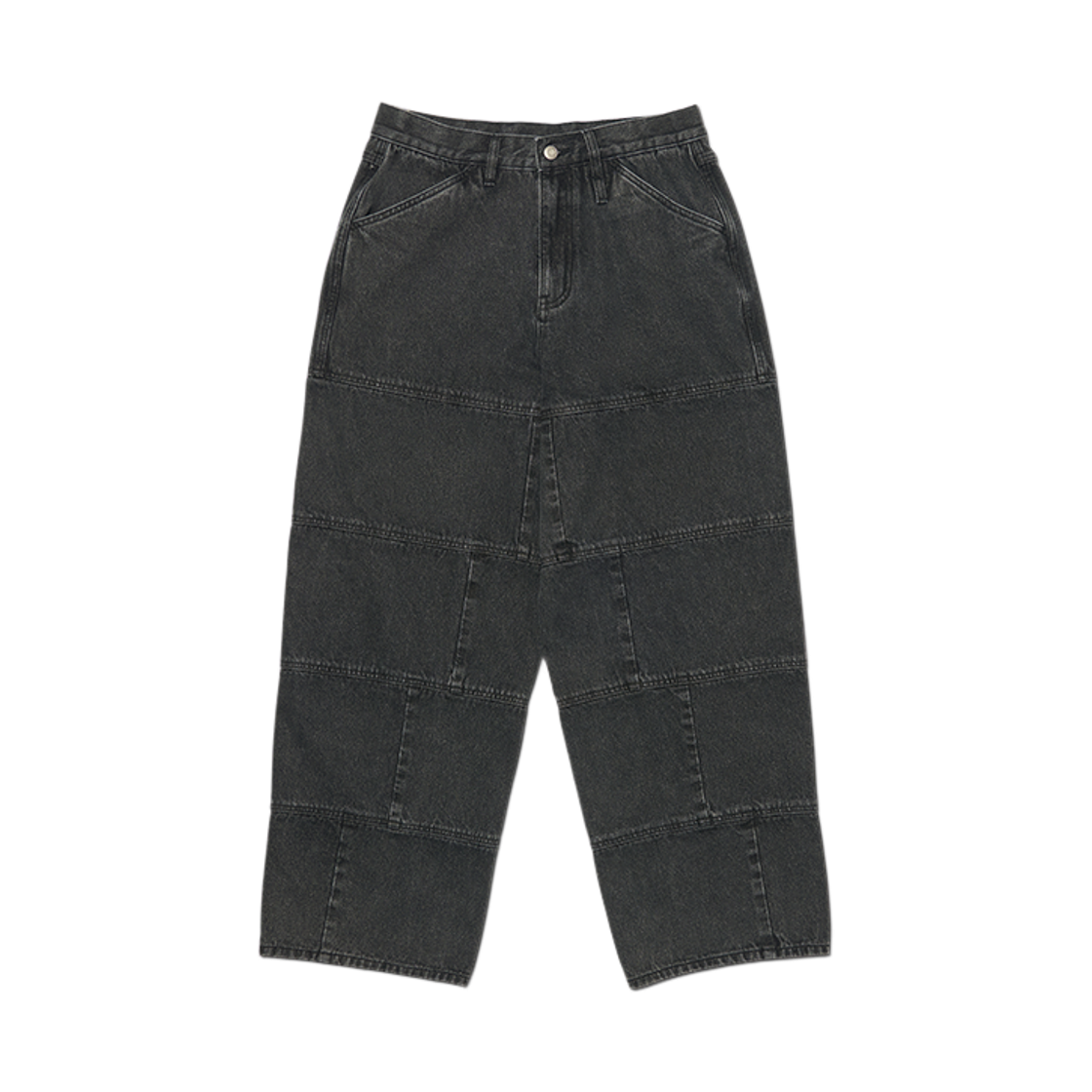 노매뉴얼 로테이티드 패널 데님 팬츠 워시드 블랙(NOMANUAL Rotated Panel Denim Pants Washed Black)