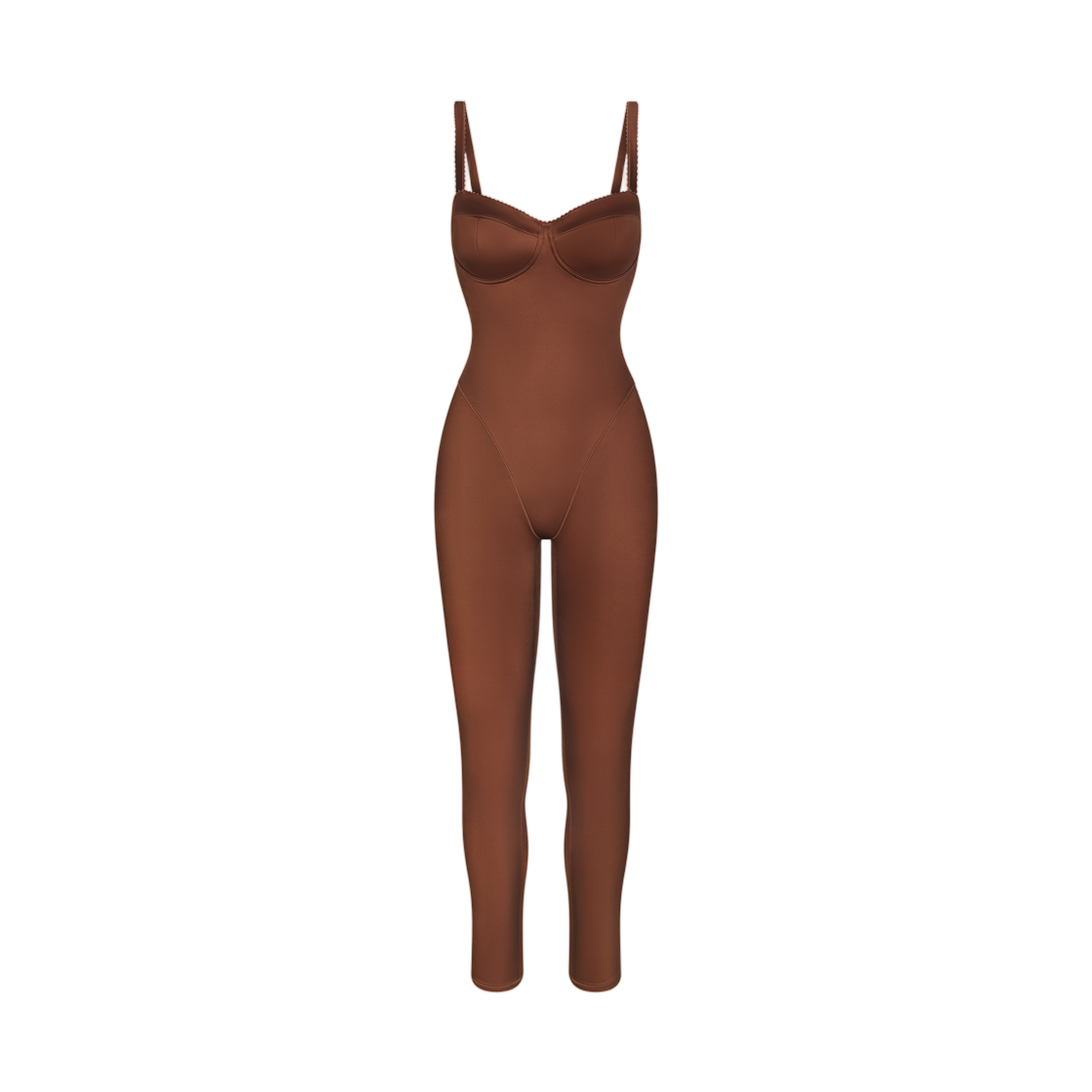 IV6687-263 (W) NikeSKIMS Satin Shine Paneled 26" One Piece Carob Brown