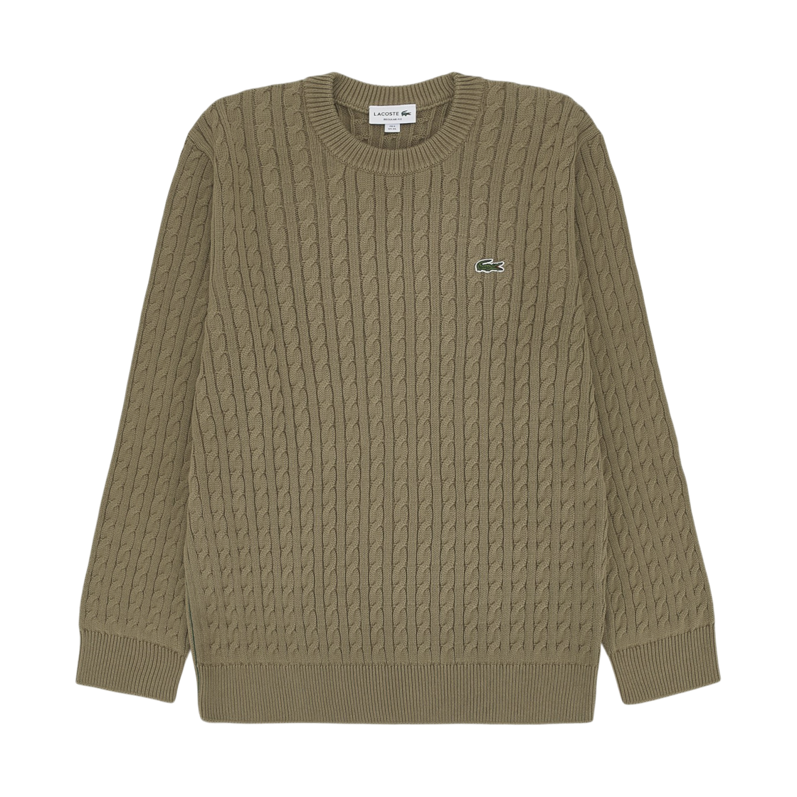 라코스테 케이블 니트 코튼 스웨터 베이지 그린(Lacoste Cable Knit Cotton Sweater Beige Green)