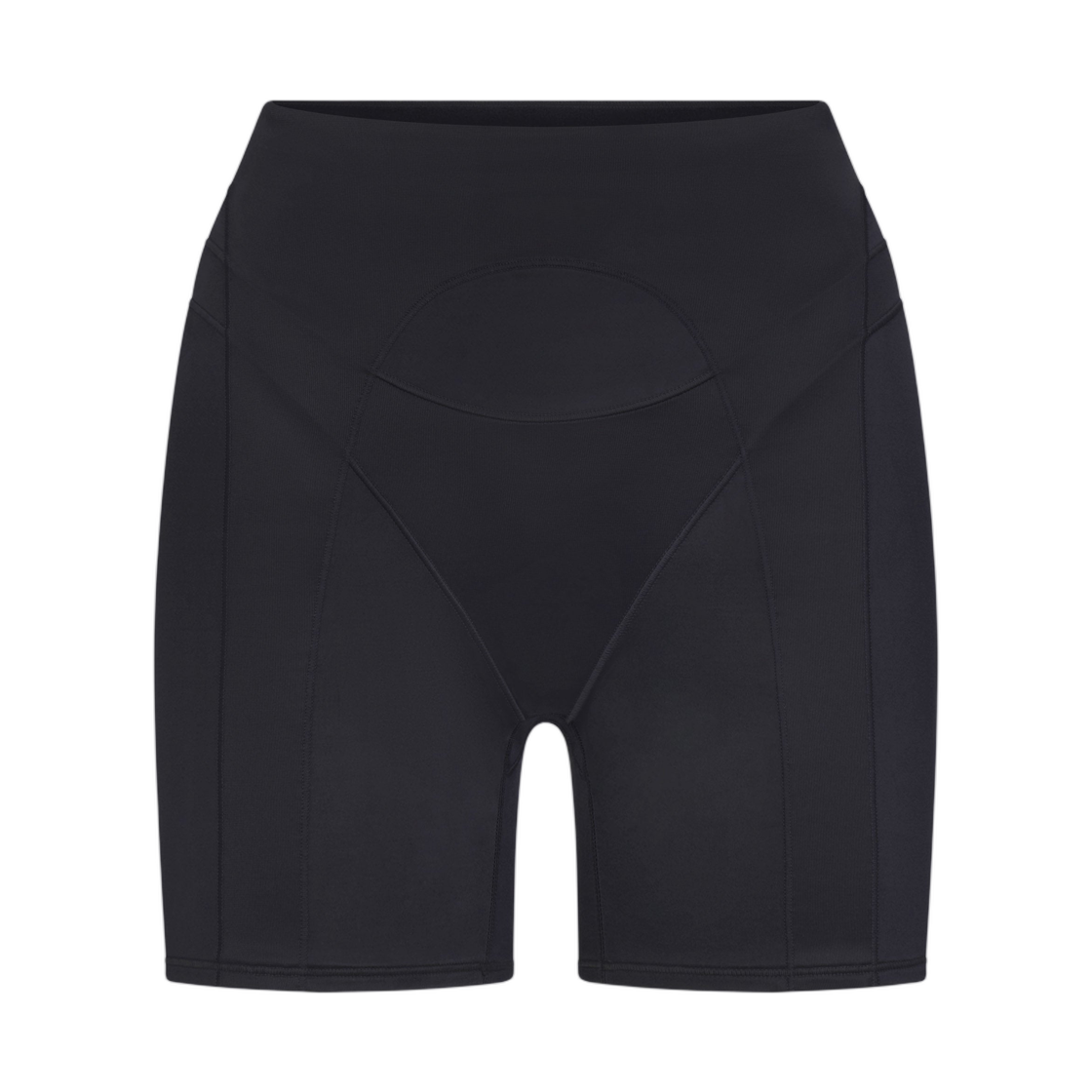 IV6689-054 (W) NikeSKIMS Satin Shine Paneled 5” Biker Short Obsidian