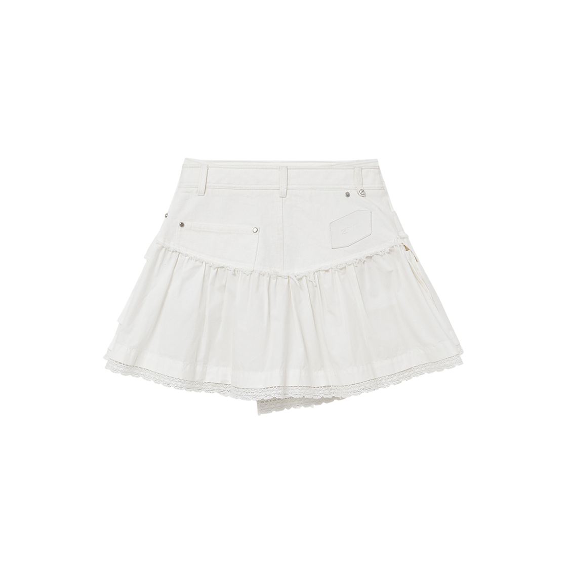 제뉴즈 레이어즈 프릴 버튼 스커트 - 화이트(Znuz Layerez Frill Button Skirt - White) - 2