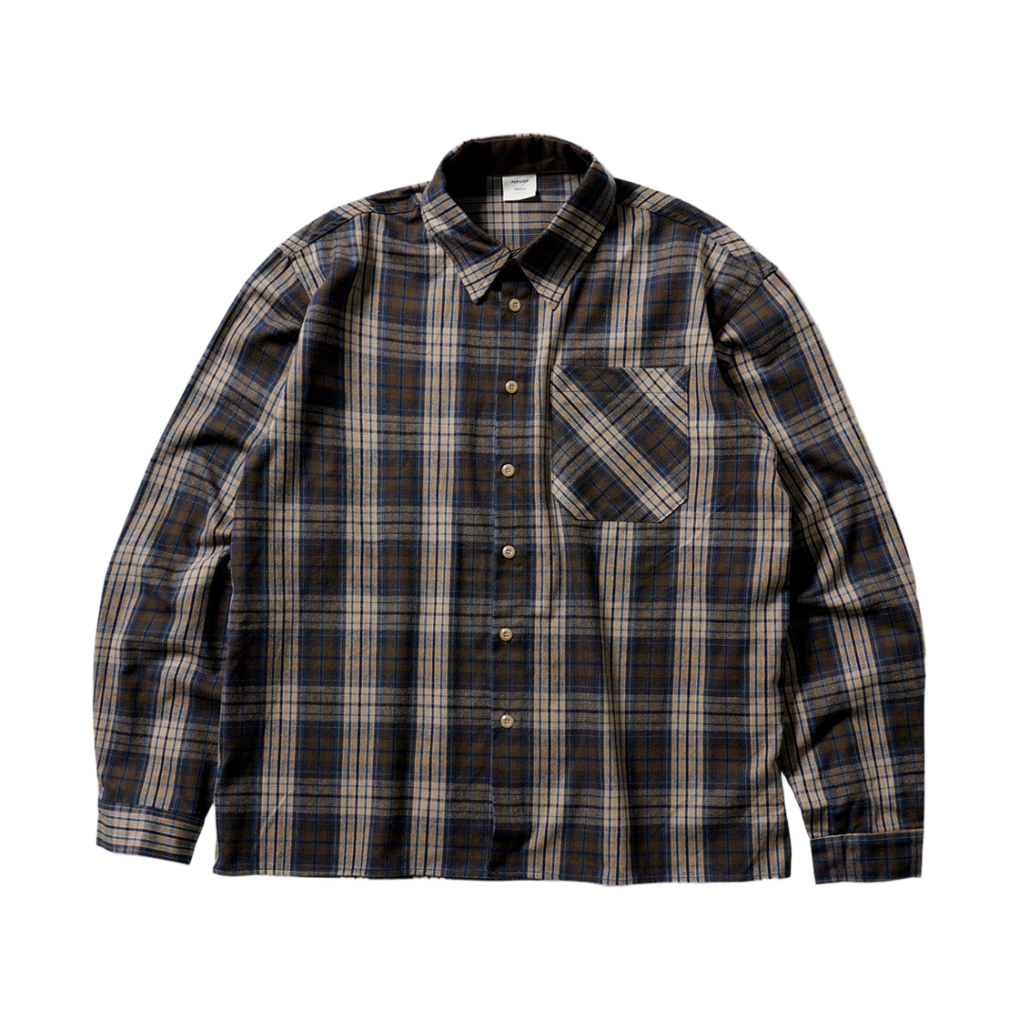 SMLS4733_darkbrown_29 PERSTEP Converge City Mix Overfit Check Shirt Darkbrown SMLS4733