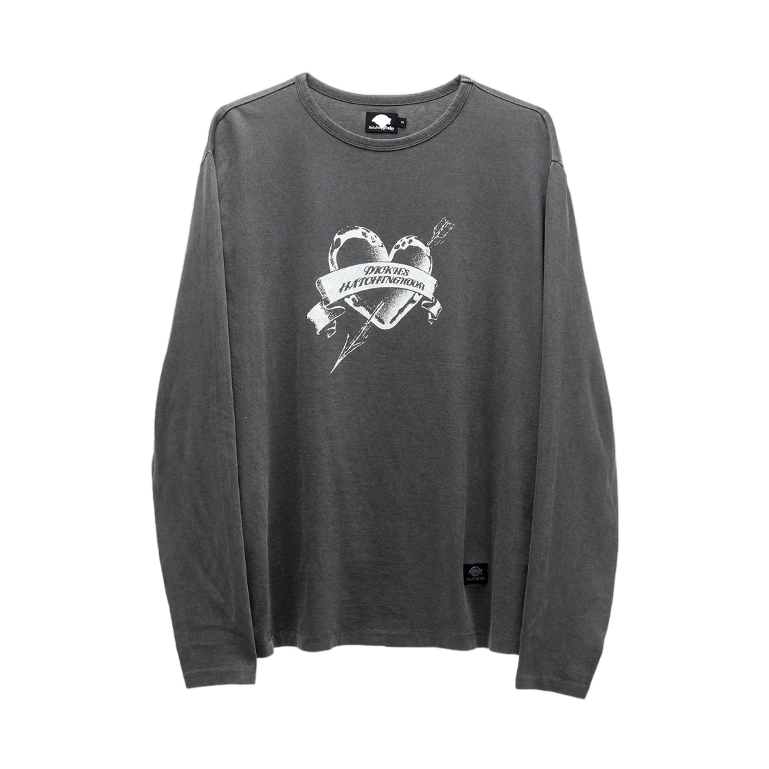 해칭룸 x 디키즈 홀스슈 하트 티셔츠 다이드 차콜(Hatchingroom x Dickies Horseshoe Heart T-Shirt Dyed Charcoal)