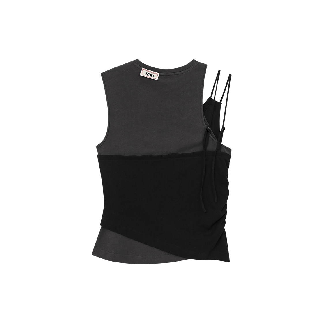 제뉴즈 투 라이너 셔링 슬리브리스 - 그레이(Znuz Two Liner Shirring Sleeveless - Grey) - 2