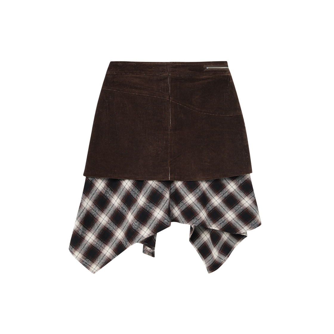 제뉴즈 레이어즈 코듀로이 체크 스커트 - 브라운(Znuz Layerez Corduroy Check Skirt - Brown) - 2