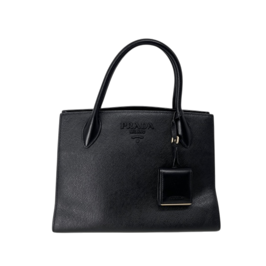 ITJQG268ILQ4 Prada Saffiano Monochrome Tote Bag Black