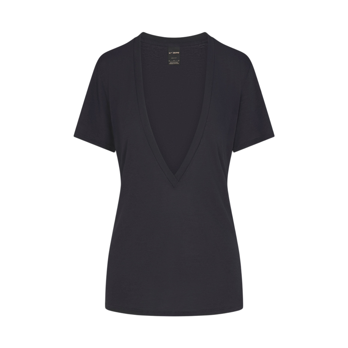 IV6868-054 (W) NikeSKIMS Performance Cotton Blend Short Sleeve V-Neck Top Obsidian