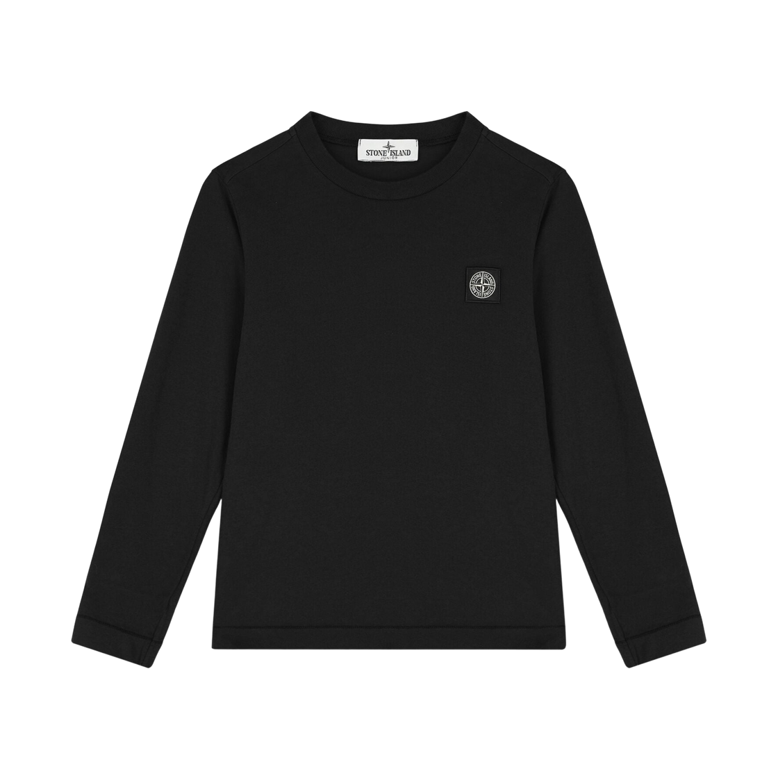 811620447-V0029 (Kids) Stone Island 20447 Wappen Patch Long Sleeve T-Shirt Black - 24FW