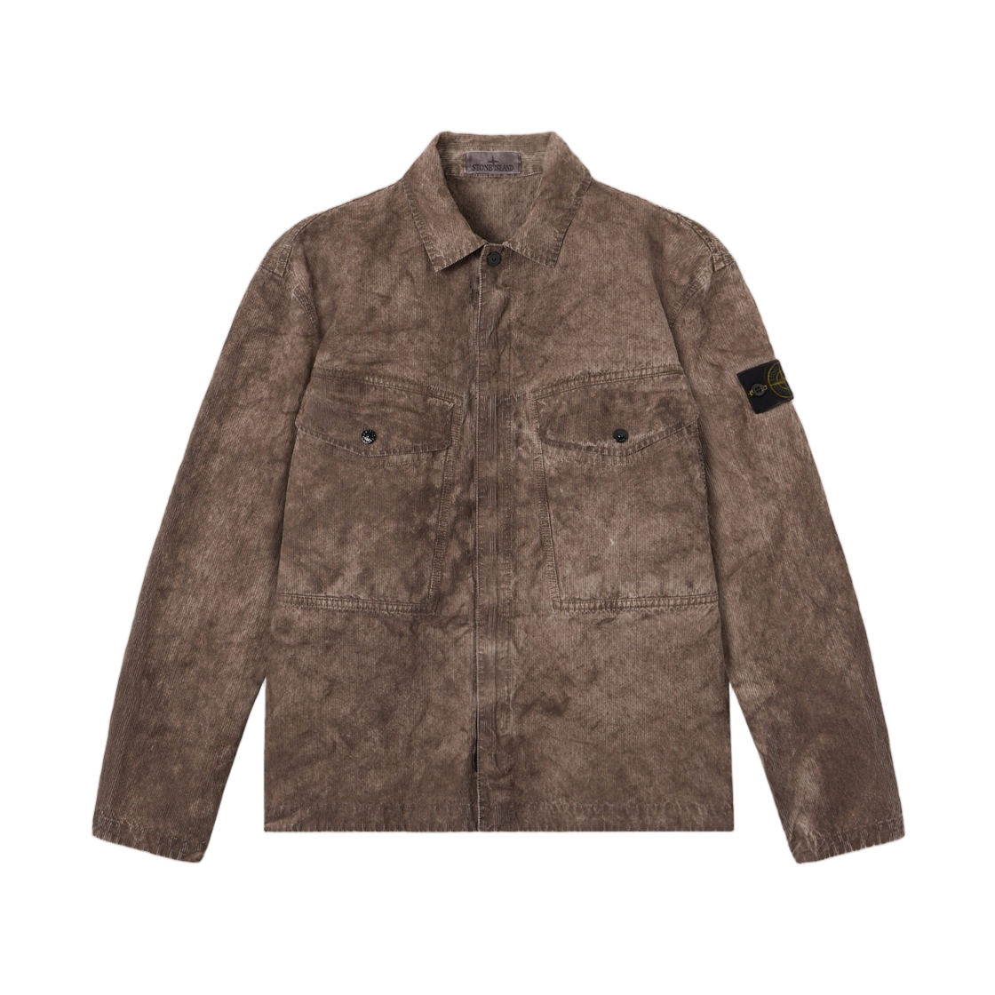L2S1512000-29S0446-V0062 Stone Island 1200029 Corduroy Terra Effect Regular-Fit Zip-Up Overshirt with Chest Pockets Lead Grey - 26FW