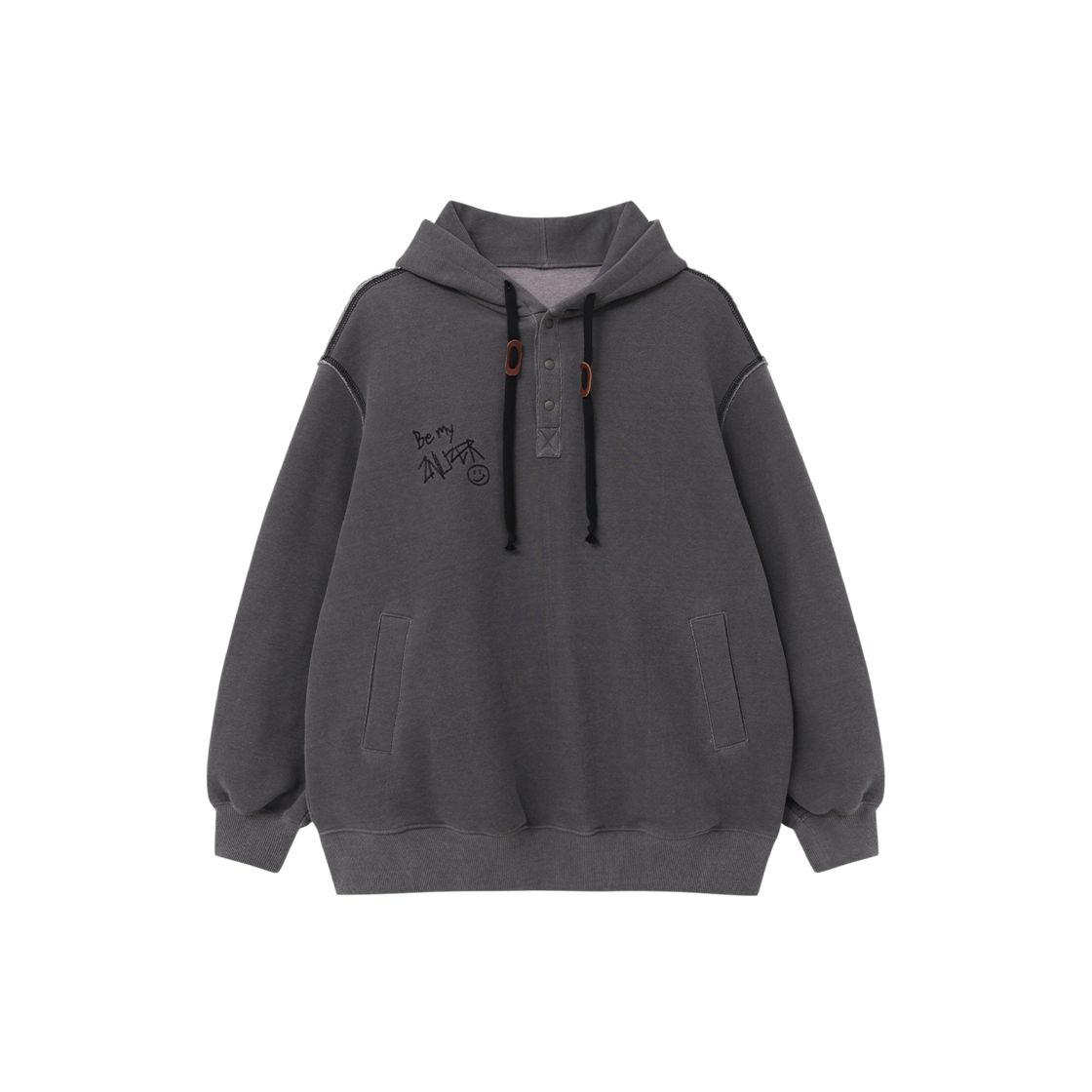 제뉴즈 비 마이 제뉴즈 피그먼트 후디 - 차콜(Znuz Be My Znuzer Pigment Hoodie - Charcoal)