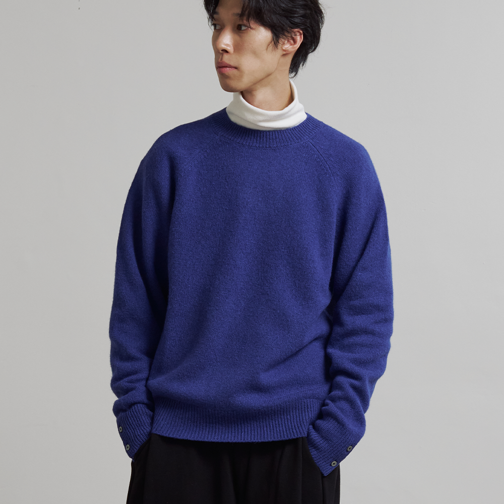 니티드 쉐기독 울 100% 라운드 니트 코발트 블(Knitted Shaggy Dog Wool 100% Round Knit Cobalt Blue) - 2
