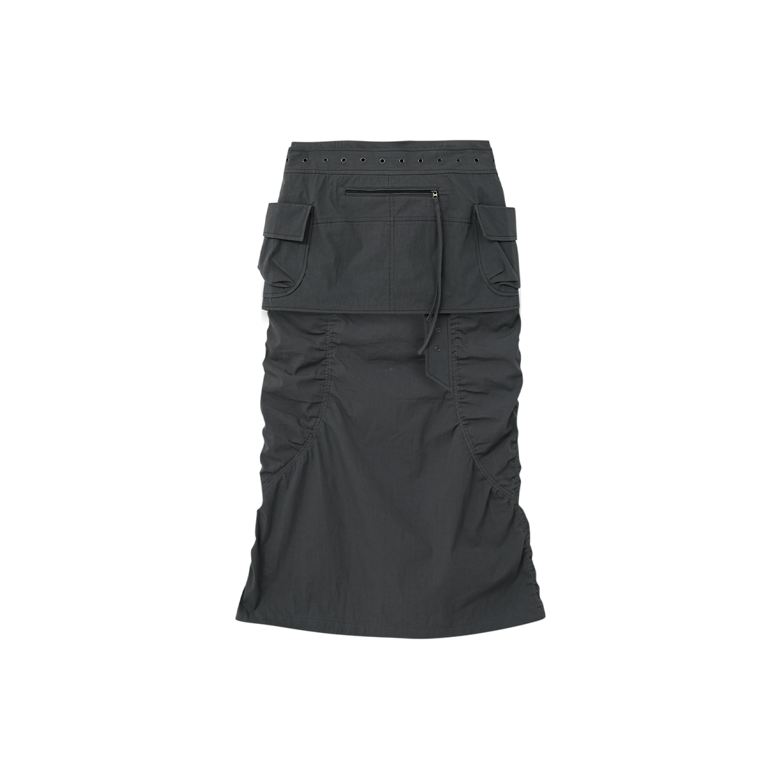 제뉴즈 레이어즈 벨트 지퍼 롱 스커트 - 차콜(Znuz Layerez Belt Zipper Long Skirt - Charcoal) - 2