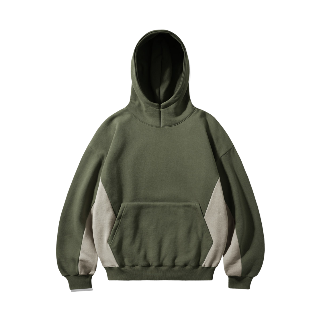SHHD6685_Khaki_291 EZKATON Divide Neck-Up Brushed Hoodie Khaki SHHD6685
