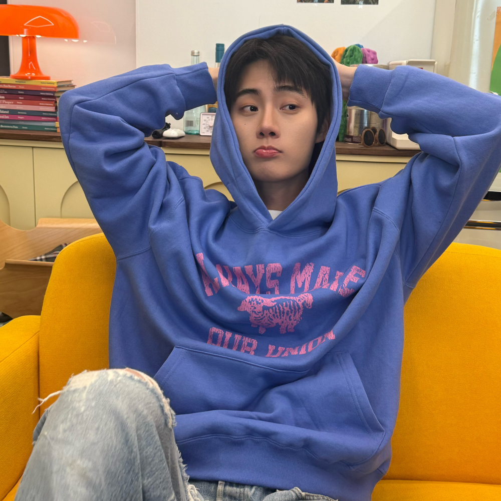 아모우 [기모] 빈티지 램 후디 블루(AMOU [Fleece] Vintage Ram Hoodie Blue) - 5