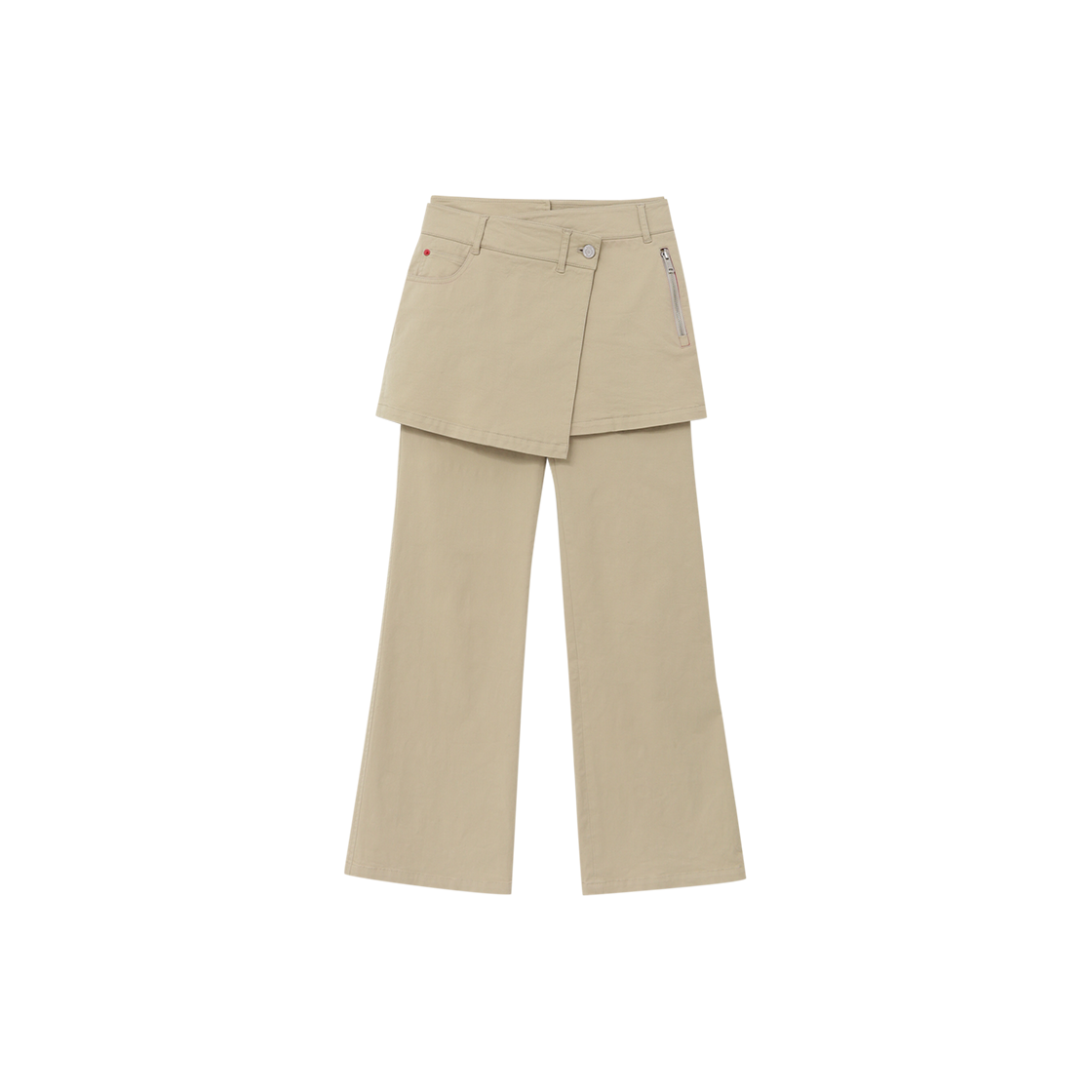 제뉴즈 레이어즈 스커트 부츠컷 팬츠 - 베이지(Znuz Layerez Skirt Bootcut Pants - Beige) - 1