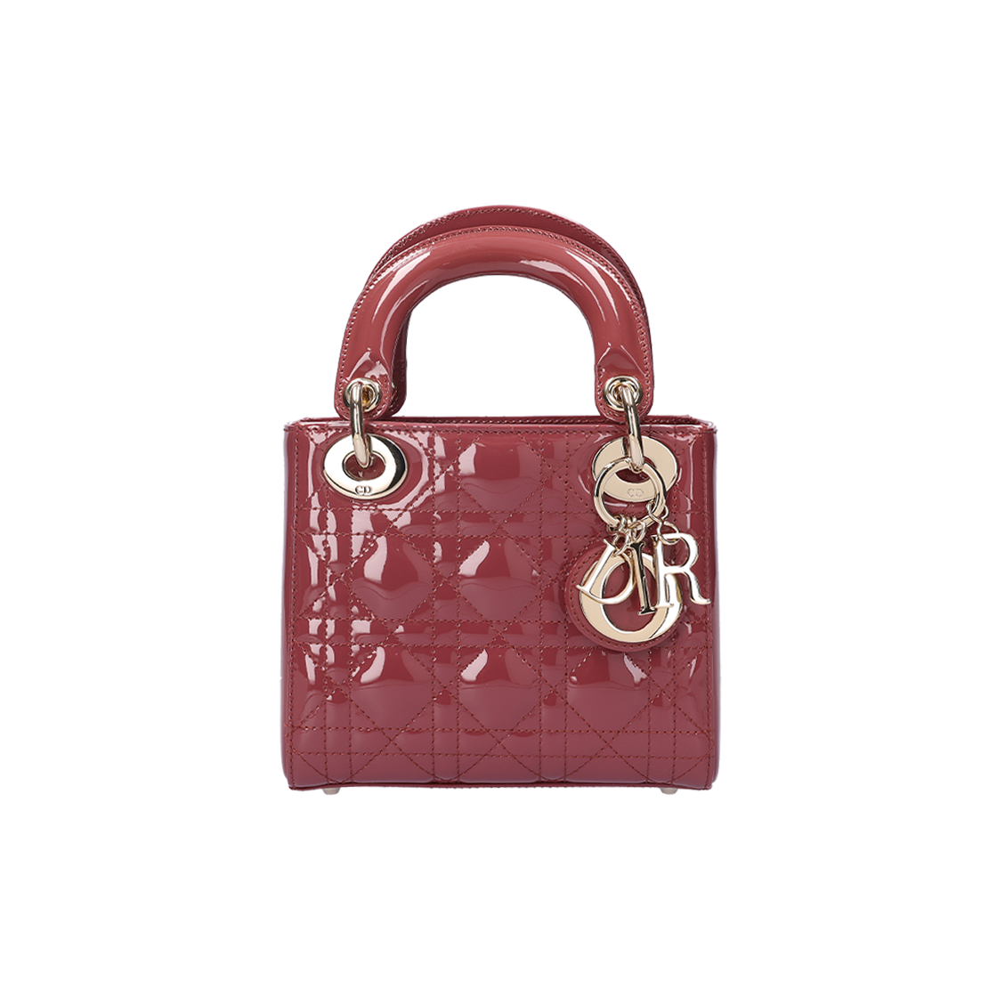 ITCPWW89W2HC Dior Mini Lady Bag Patent Cannage Calfskin Cherry Red
