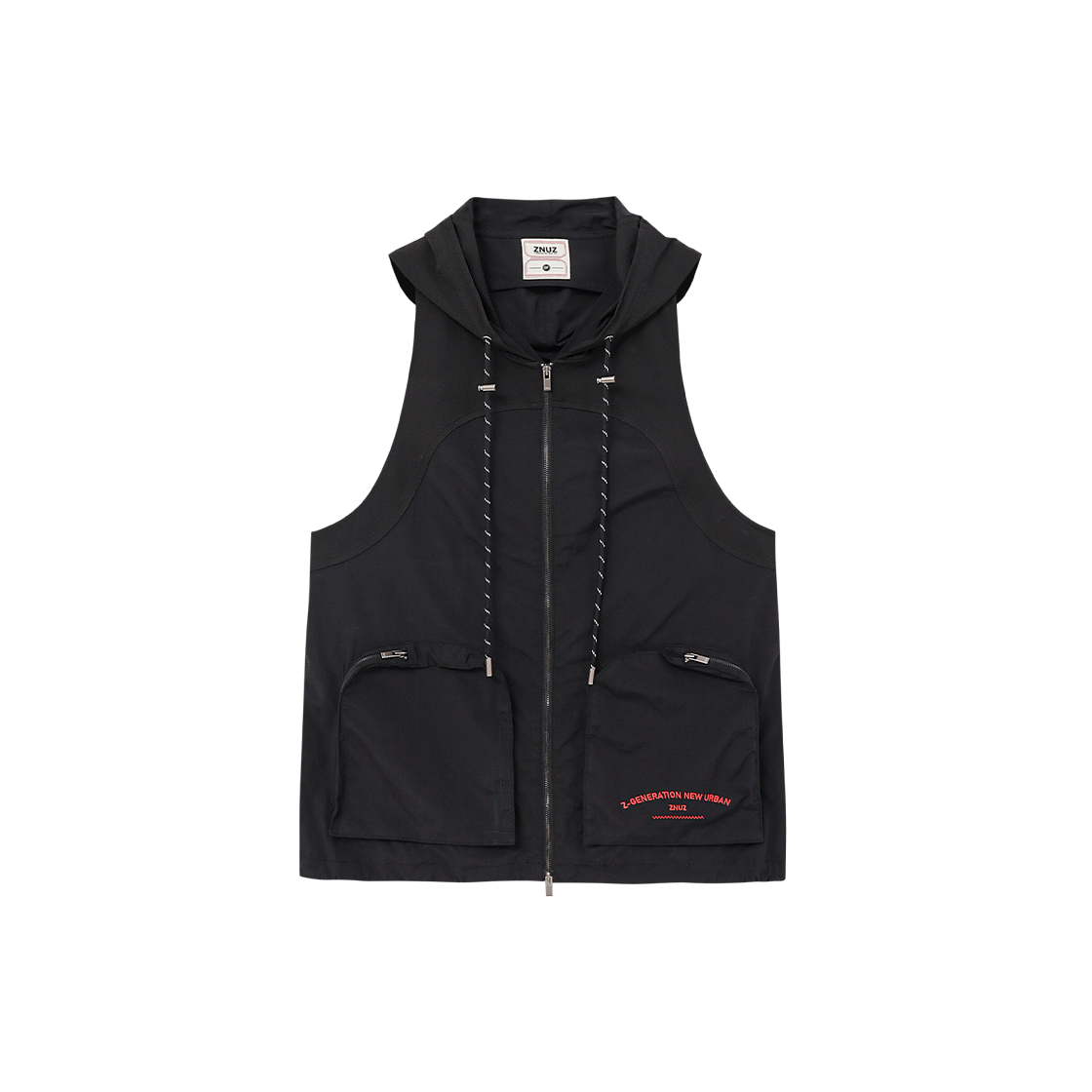 제뉴즈 트리밍 후디즈 베스트 - 블랙(Znuz Triming Hoodiez Vest - Black)