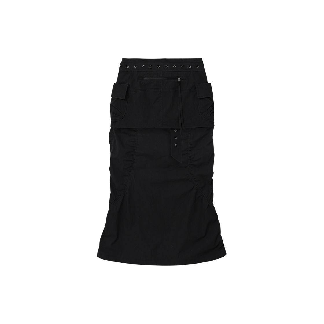 제뉴즈 레이어즈 벨트 지퍼 롱 스커트 - 블랙(Znuz Layerez Belt Zipper Long Skirt - Black) - 2