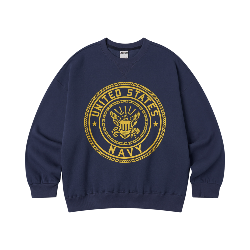 아모우 [기모] US 네이비 스웨트셔츠 블루(AMOU [Fleece] US Navy Sweat Shirts Blue) - 2