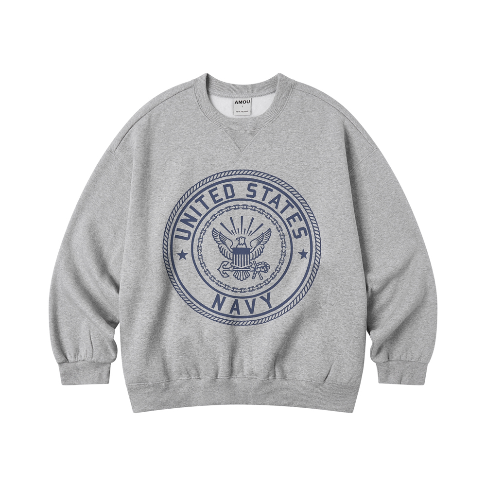 아모우 [기모] US 네이비 스웨트셔츠 그레이(AMOU [Fleece]  US Navy Sweat Shirts Gray) - 2