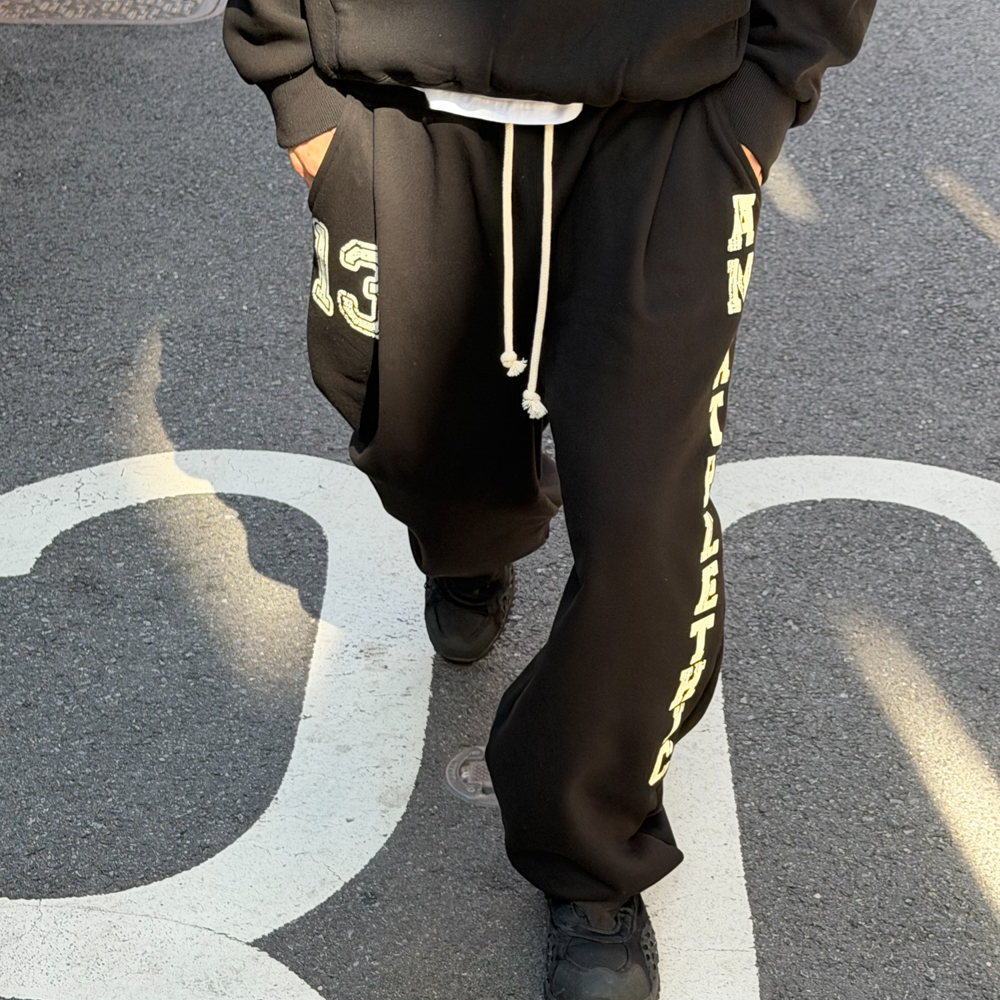 아모우 애슬레틱 원 턱 스웨트팬츠 블랙(AMOU ATHLETHIC One Tuck Sweat pants Black) - 5