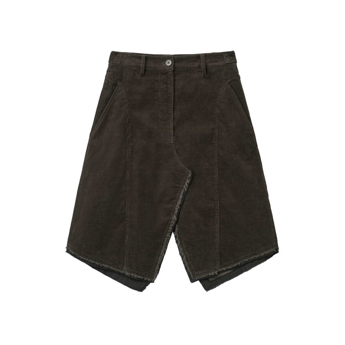 IW2F4SK01BR INSILENCE WOMEN Cut-Off Corduroy Skirt BROWN