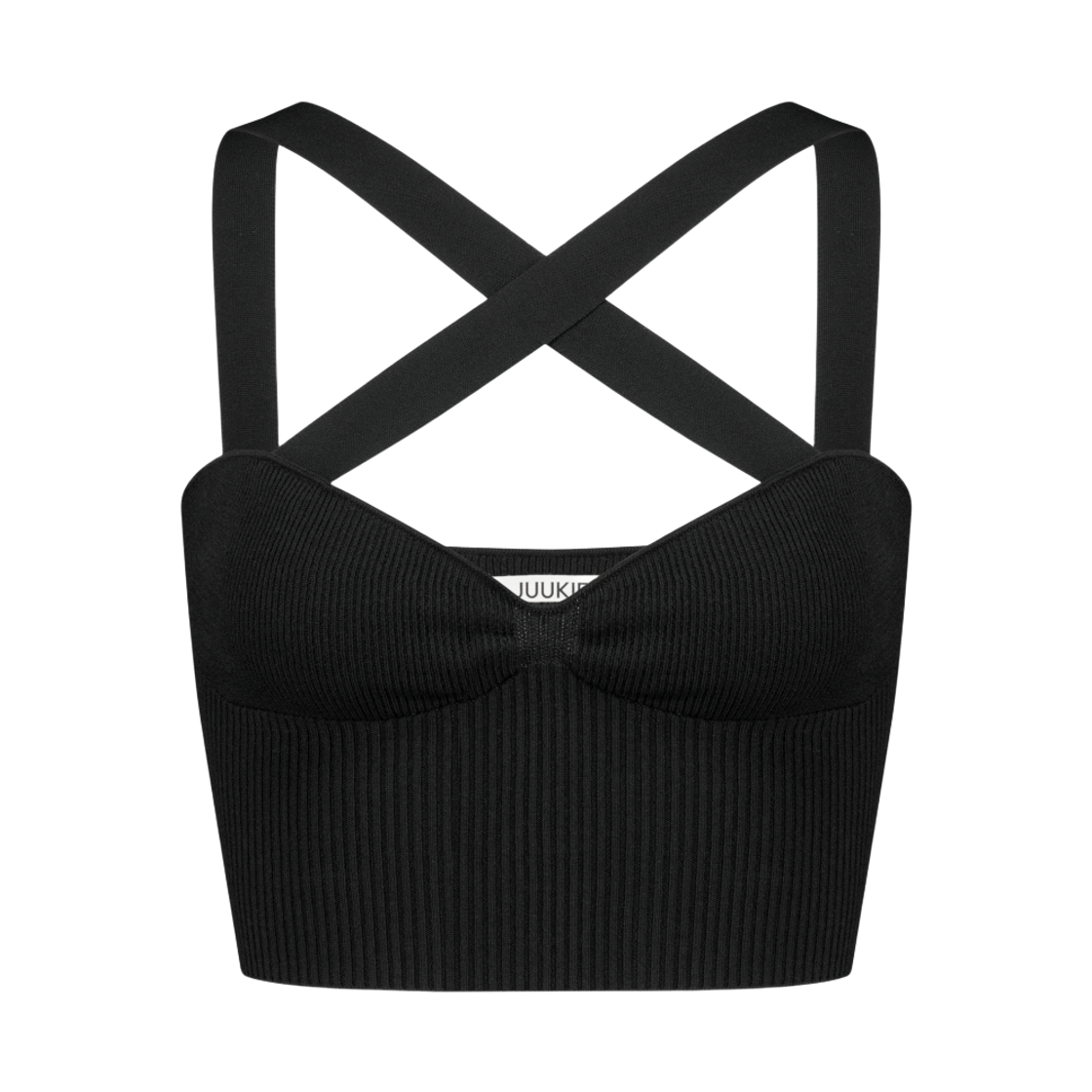 26AWMABA01BK Juukiff Wide Strap Seamless Bra Top In Mixed Cotton Black