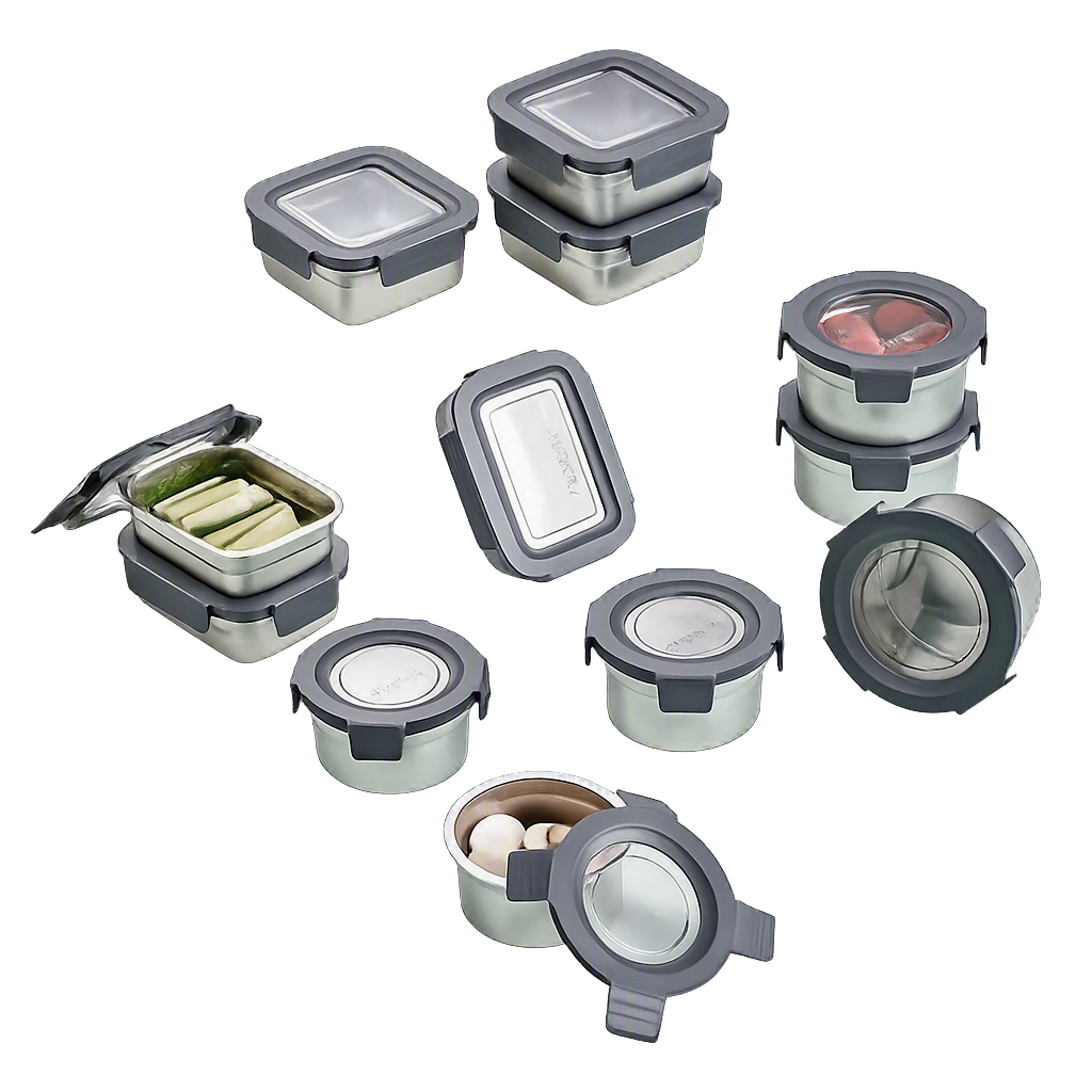 COR027 Corelle Coordinates Stainless Steel Airtight Container Mixed Set (12‑Piece Set)