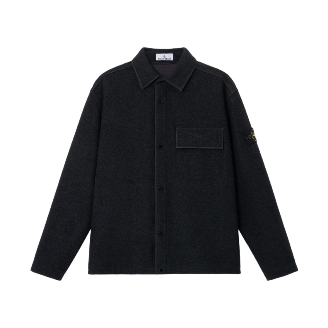 L2S1512000-34S0461-V0020 Stone Island 1200034 Micro Boucle Comfort-Fit Snap-Front Overshirt with Chest Pocket Navy Blue - 26FW