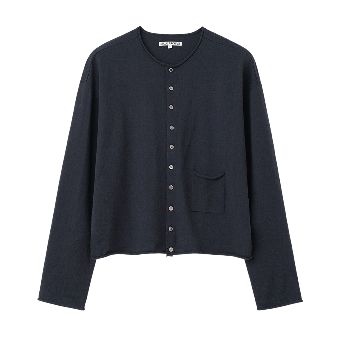 밀로 아카이브 로우 엣지 버튼 가디건 네이비(milloarchive Raw Edge Button Cardigan Navy) - 1