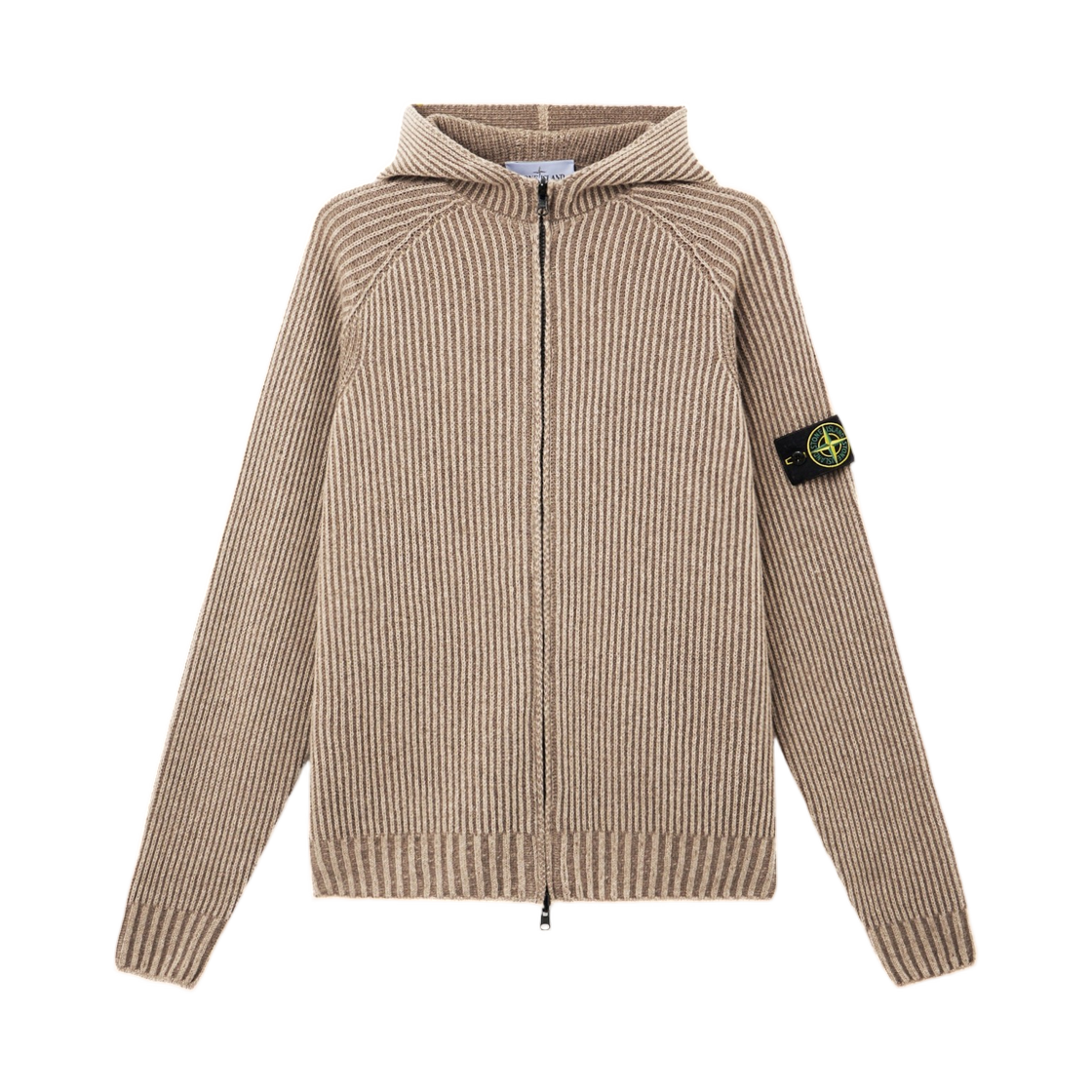 L2S1551000-67S0N21-V0094 Stone Island 5100067 Two-Tone Vanise Cashmere Regular-Fit Hooded Zip-Up Jumper with Raglan Sleeves Biscuit - 26FW