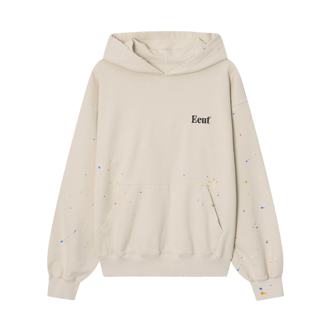 이우트 워시드 앤 페인티드 후디 라이트베이지(EEUT Washed And Painted Hoodie Light Beige)