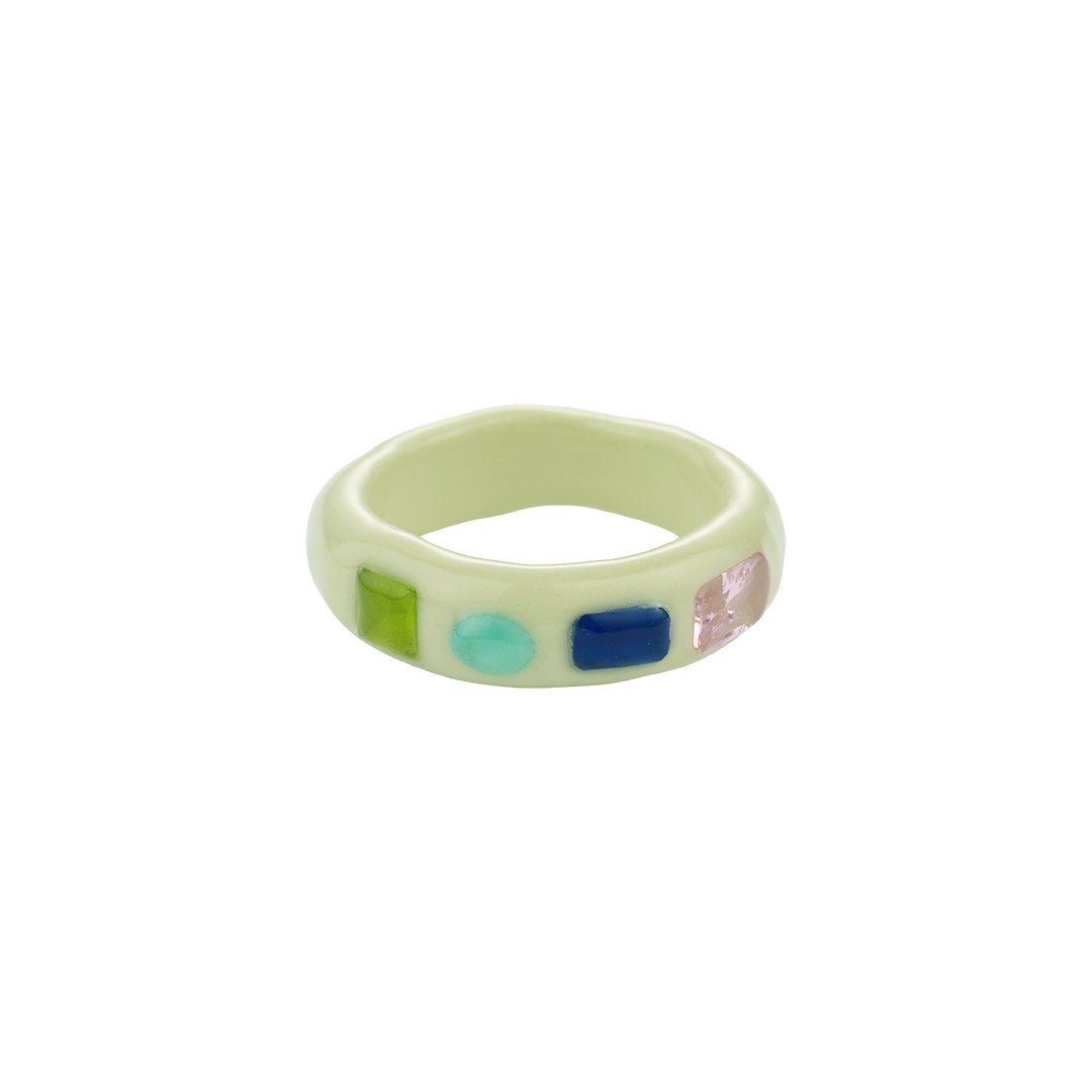 26FWJRGSORLMFF Nff Sorbet Cubic Ring Sage