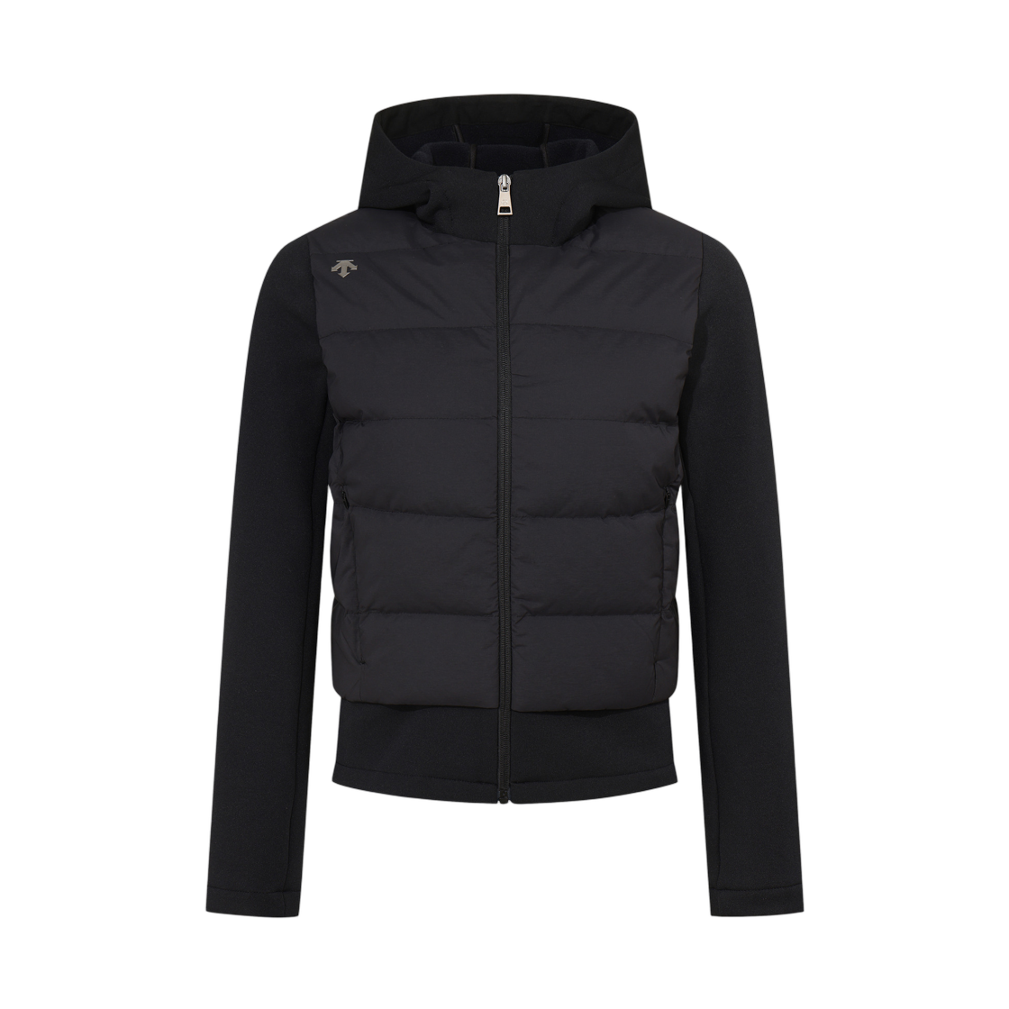 (W) 데상트 경량 기모 덕다운 하이브리드 자켓 블랙((W) Descente Lightweight Fleece-Lined Duck Down Hybrid Jacket Black) - 1